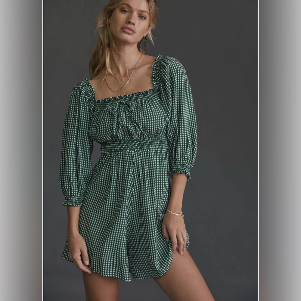 Faithful The Brand Anthropology Green Gingham Check! Size L